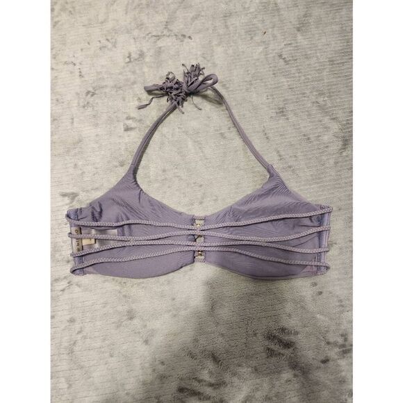 PIlyq M Amethyst Zen Braided Purple Strappy Halter Bikini Top Swim - Picture 3 of 4